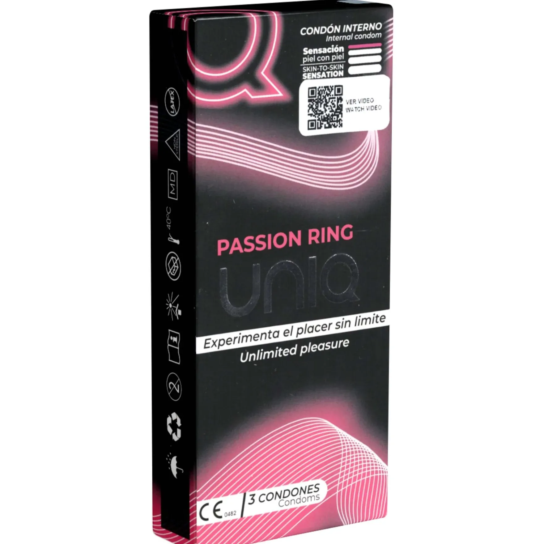 UNIQ Passion Ring lateksiton naistenkondomi 3 kpl